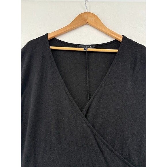 Eloquii women's Black Blouse Size 22/24 Crossing Layered V Neck - Picture 5 of 6